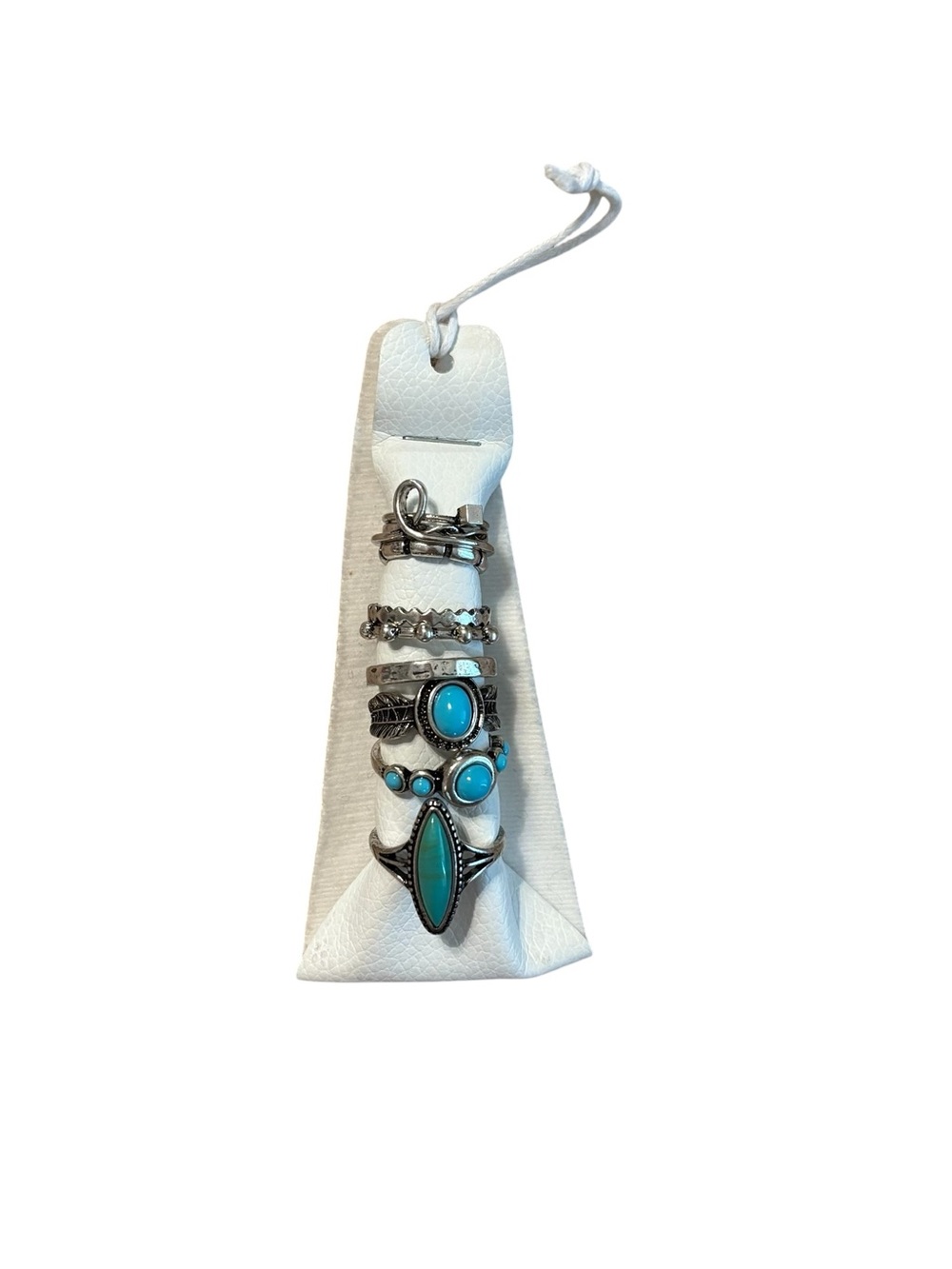 Free People Silver-Tone Turquoise Stackable Ring Set